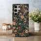 Midnight Rose Garden Case – Dark Romantic Floral with Peach Blooms