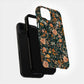 Midnight Rose Garden Case – Dark Romantic Floral with Peach Blooms