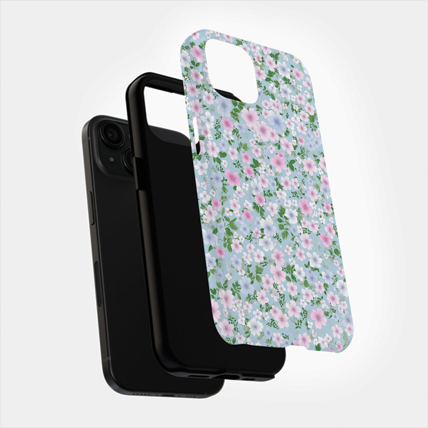Petal Skies Case – Soft Pastel Wildflower Print on Baby Blue