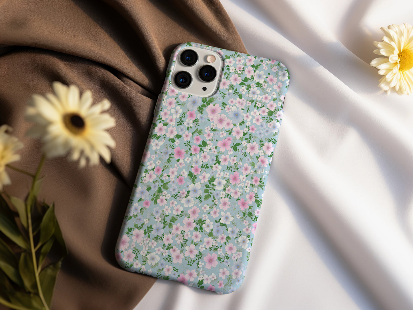 Petal Skies Case – Soft Pastel Wildflower Print on Baby Blue