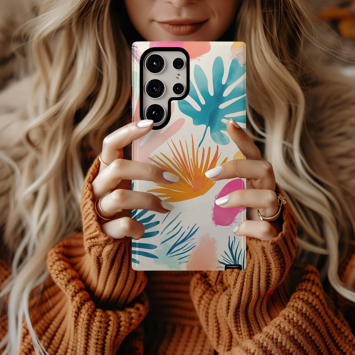 Palm Splash Tropic Case – Abstract Pastel Jungle Vibes in Bold Color