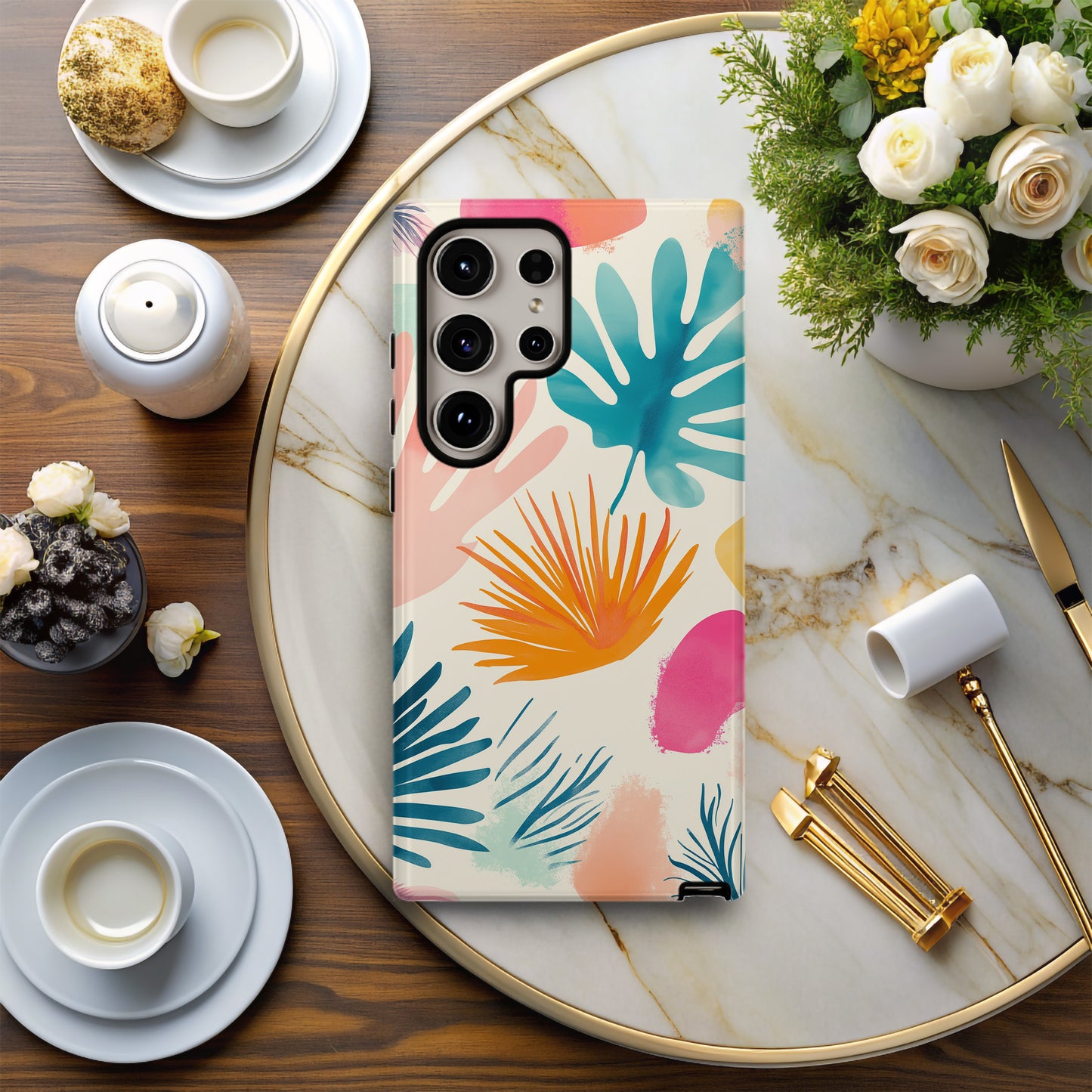 Palm Splash Tropic Case – Abstract Pastel Jungle Vibes in Bold Color