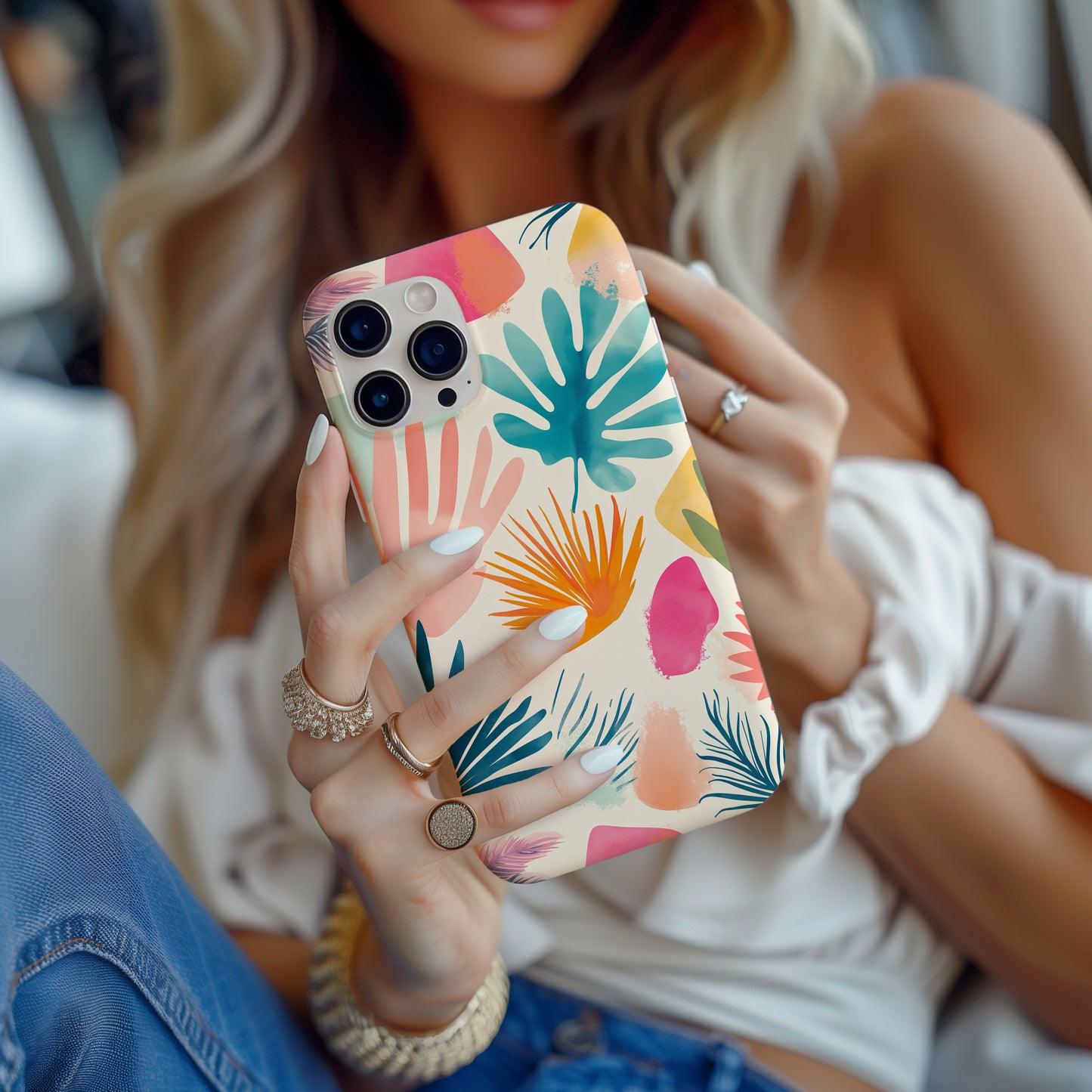 Palm Splash Tropic Case – Abstract Pastel Jungle Vibes in Bold Color