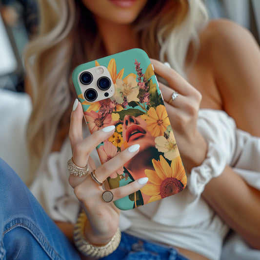 Wild Bloom Muse Case – Retro 70s Floral Collage Meets Fashion Pop Art