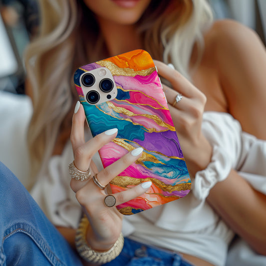 Golden Glam Marble Case – Vivid Swirl with Luxe Metallic Accents