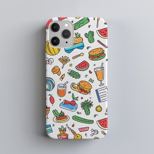 Snack Attack Summer Case – Colorful Foodie Doodle Vibes