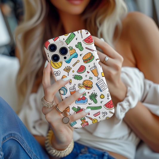 Snack Attack Summer Case – Colorful Foodie Doodle Vibes