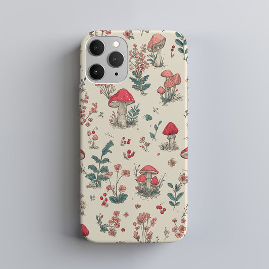 Whimsy Forest Case – Hand-Drawn Mushrooms & Wildflower Wonderland