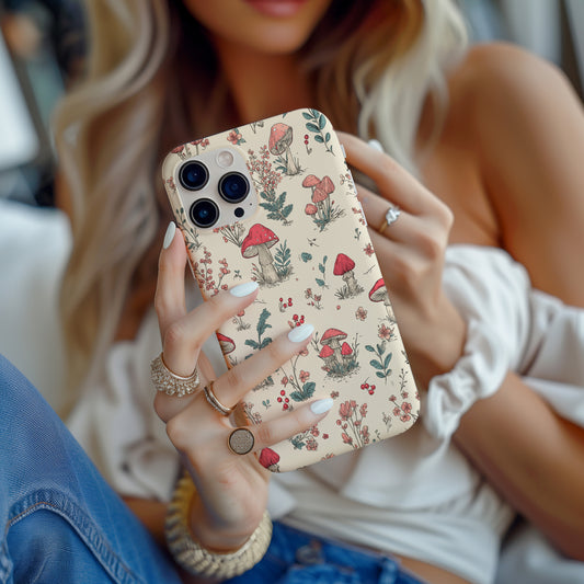 Whimsy Forest Case – Hand-Drawn Mushrooms & Wildflower Wonderland