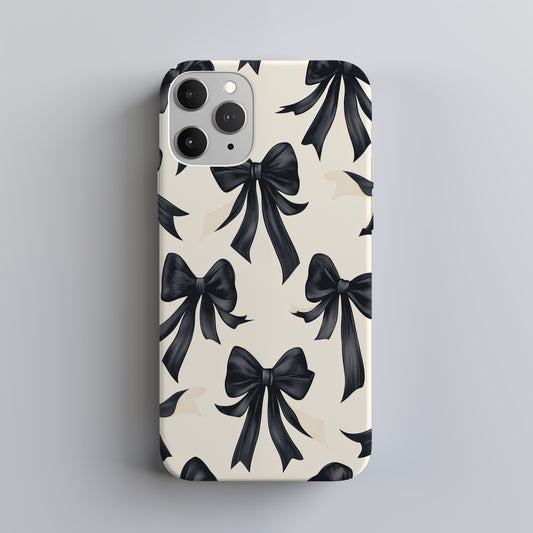 Midnight Ribbon Case – Elegant Black Bows on Cream