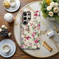 Watercolor Bloom Phone Case – Vibrant Pink & Purple Florals on Cream