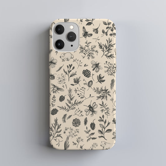 Woodland Whimsy Phone Case – Hand-Sketched Vintage Forest Creatures