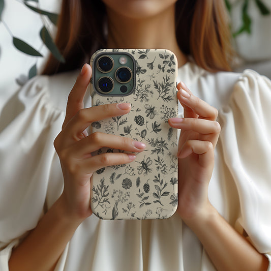Woodland Whimsy Phone Case – Hand-Sketched Vintage Forest Creatures