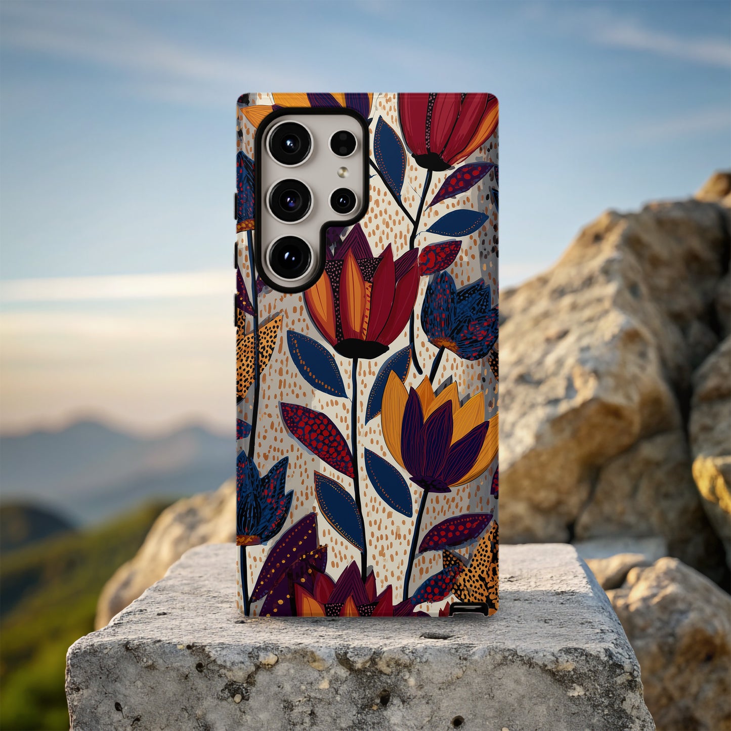 Tribal Bloom Phone Case – Bold Abstract Florals with African-Inspired Textures