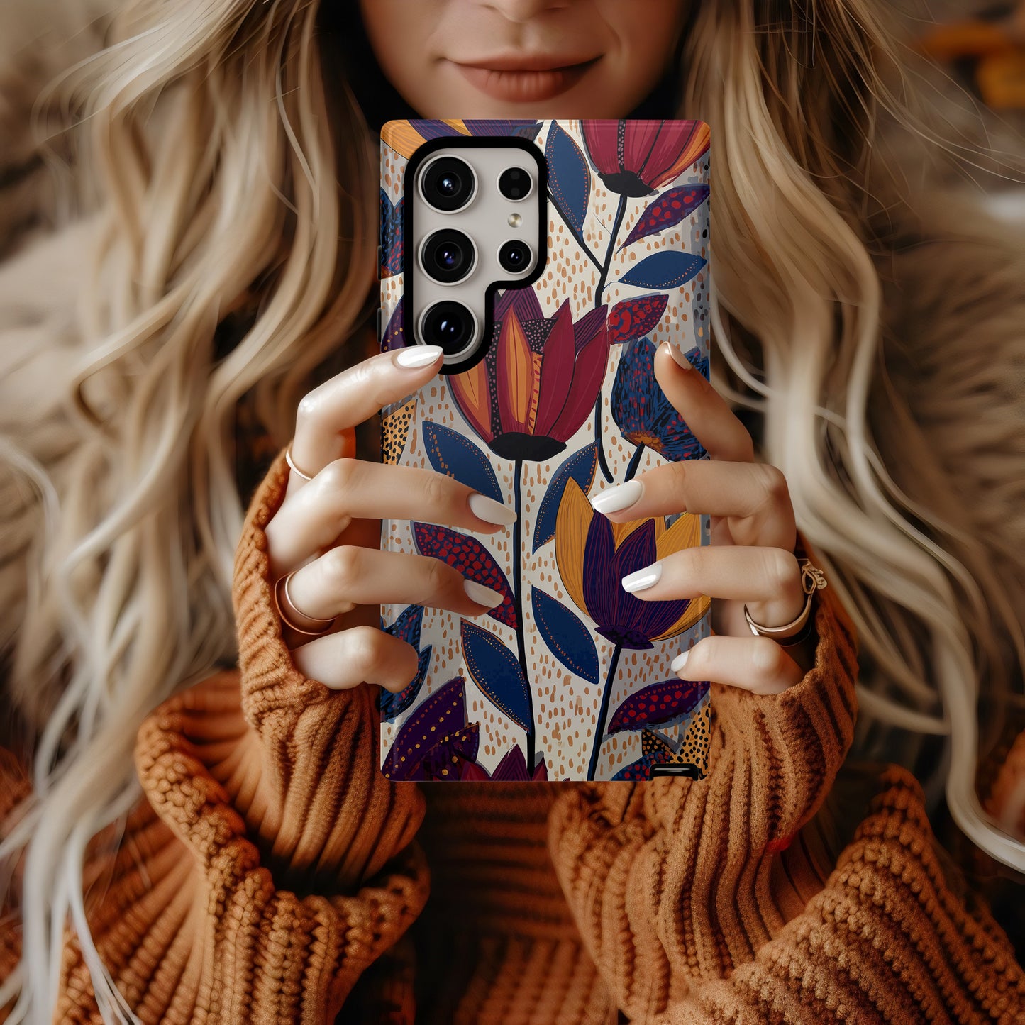 Tribal Bloom Phone Case – Bold Abstract Florals with African-Inspired Textures