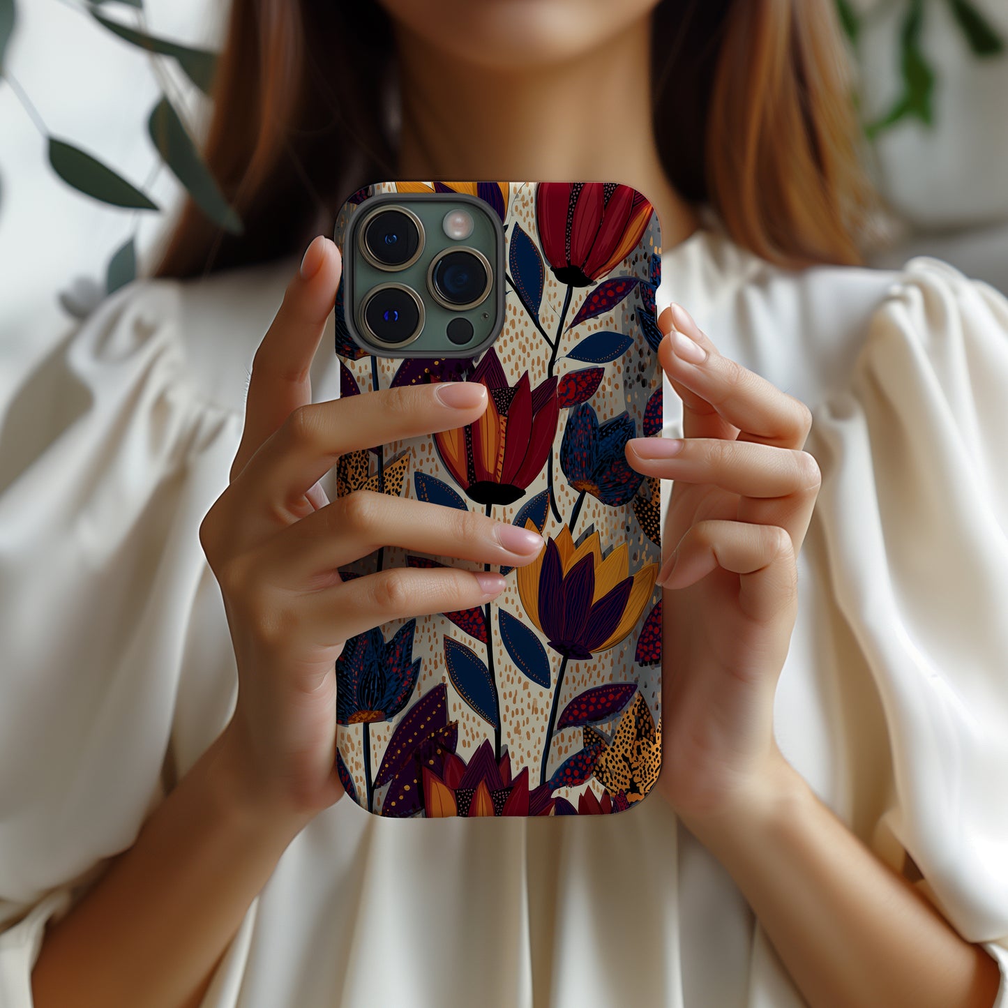Tribal Bloom Phone Case – Bold Abstract Florals with African-Inspired Textures