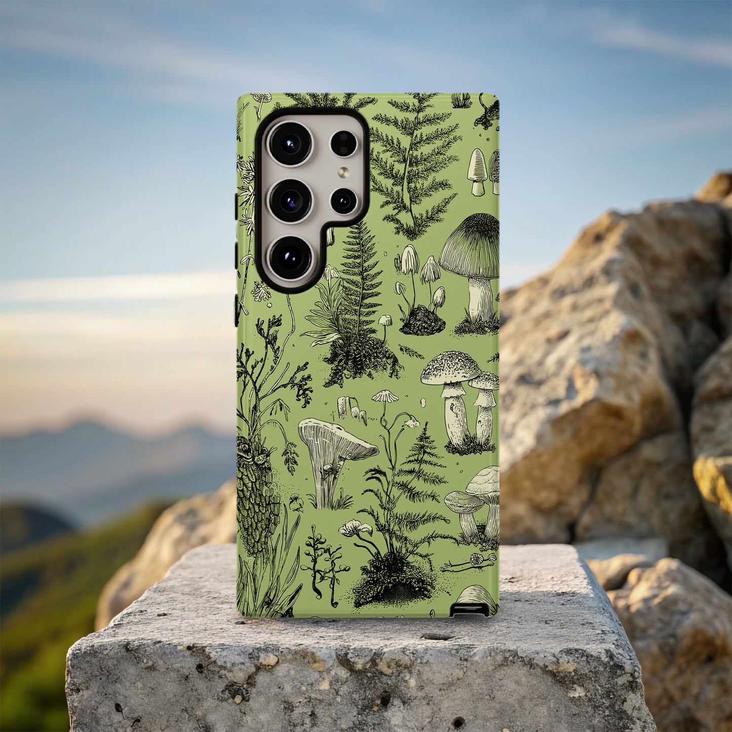 Forest Forager Phone Case – Vintage Botanical Mushroom & Fern Sketch