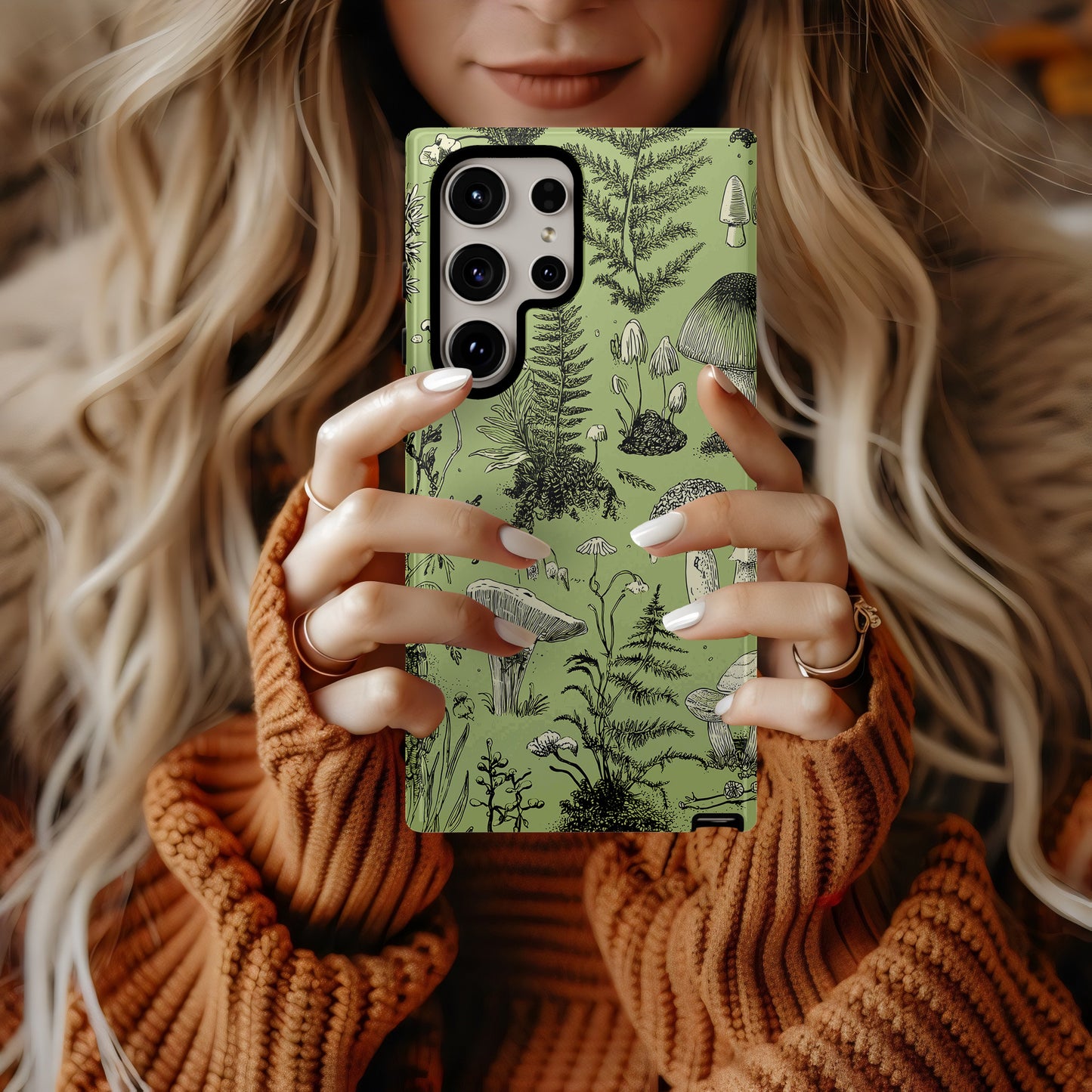Forest Forager Phone Case – Vintage Botanical Mushroom & Fern Sketch