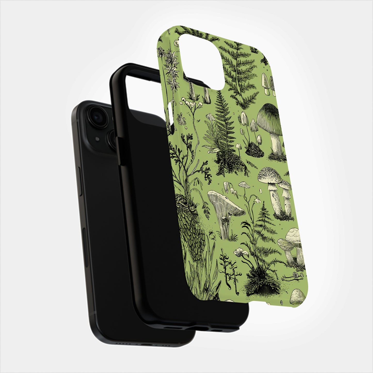 Forest Forager Phone Case – Vintage Botanical Mushroom & Fern Sketch