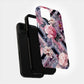 Blossom Grid Phone Case – Bold Florals on Pastel Diagonal Stripes
