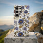 Midnight Garden Phone Case – Dusty Blue & Gold Floral Elegance
