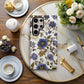 Midnight Garden Phone Case – Dusty Blue & Gold Floral Elegance