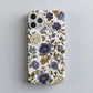 Midnight Garden Phone Case – Dusty Blue & Gold Floral Elegance