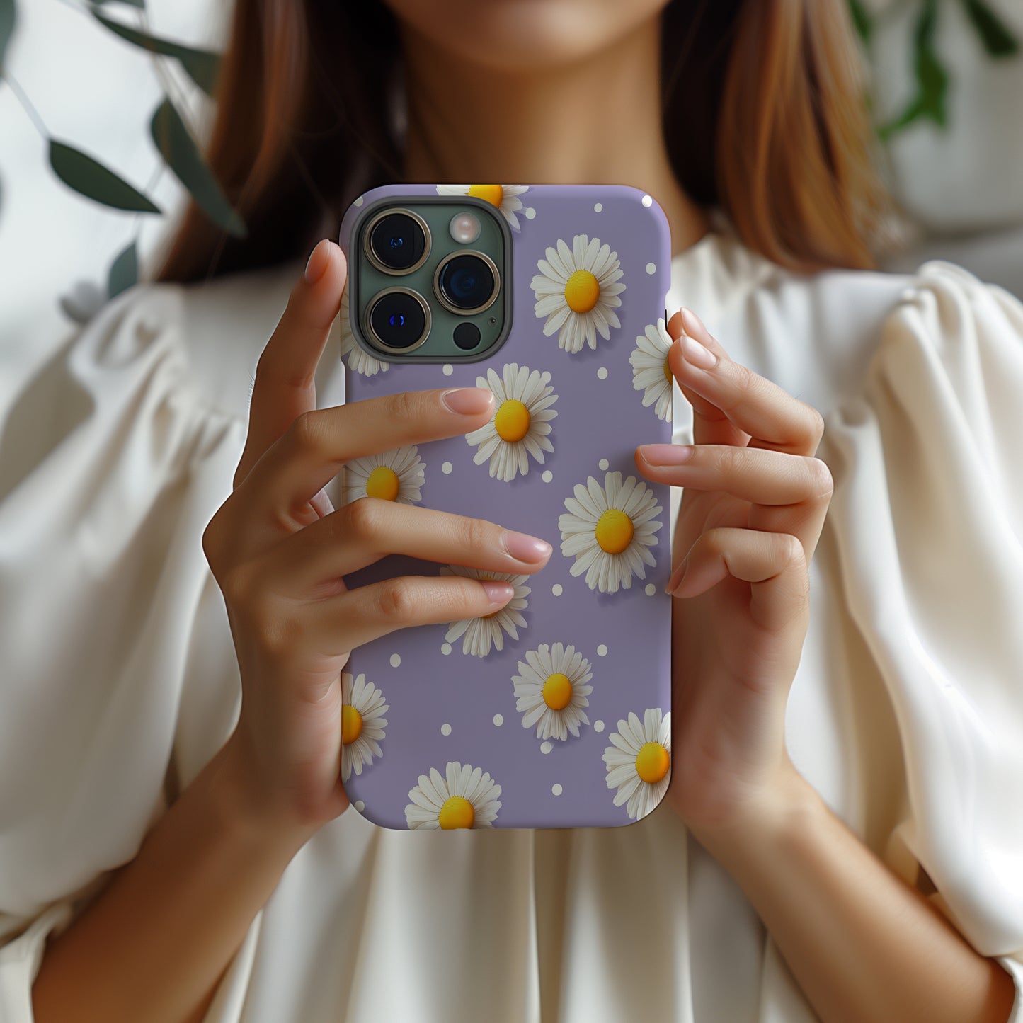 Daisy Pop Phone Case – Lavender Polka Dot Cheer