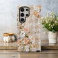 Vintage Bloom Gingham Phone Case – Soft Beige Botanical Elegance