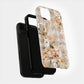 Vintage Bloom Gingham Phone Case – Soft Beige Botanical Elegance
