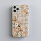 Vintage Bloom Gingham Phone Case – Soft Beige Botanical Elegance