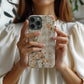 Vintage Bloom Gingham Phone Case – Soft Beige Botanical Elegance