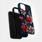 Embroidered Cherry Blossom Denim Phone Case – Pearl Accent Floral Stitch