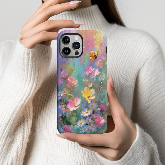 Butterfly Meadow Dream Phone Case – Whimsical Pastel Garden Art