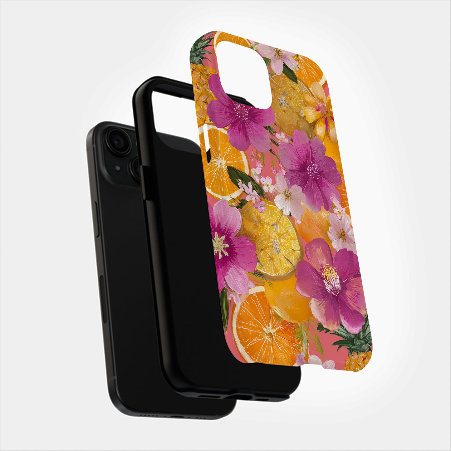 Tropical Bloom Citrus Splash Phone Case – Fruit & Floral Paradise