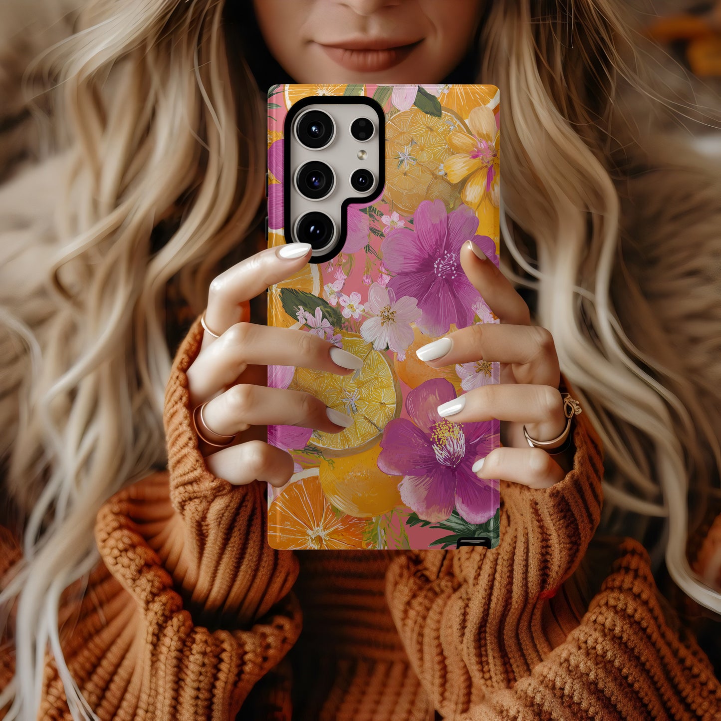 Tropical Bloom Citrus Splash Phone Case – Fruit & Floral Paradise