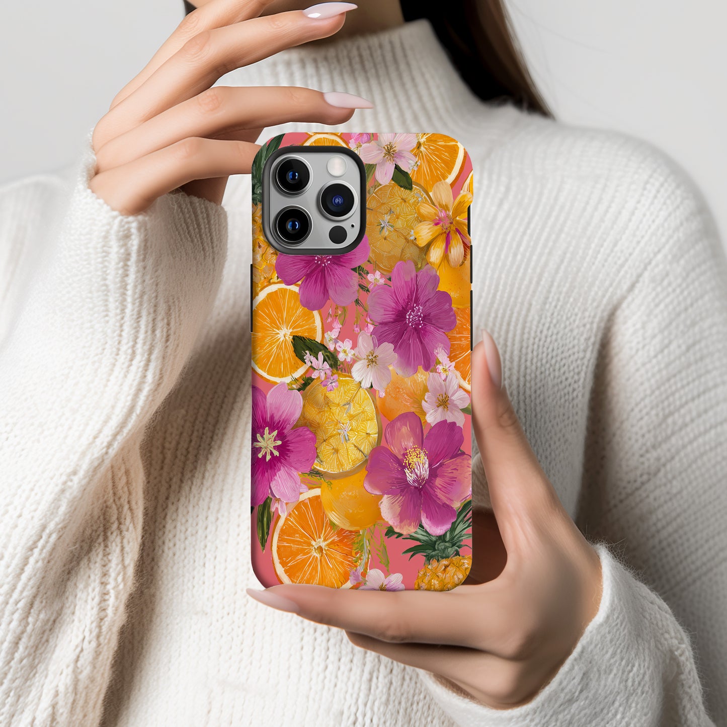 Tropical Bloom Citrus Splash Phone Case – Fruit & Floral Paradise