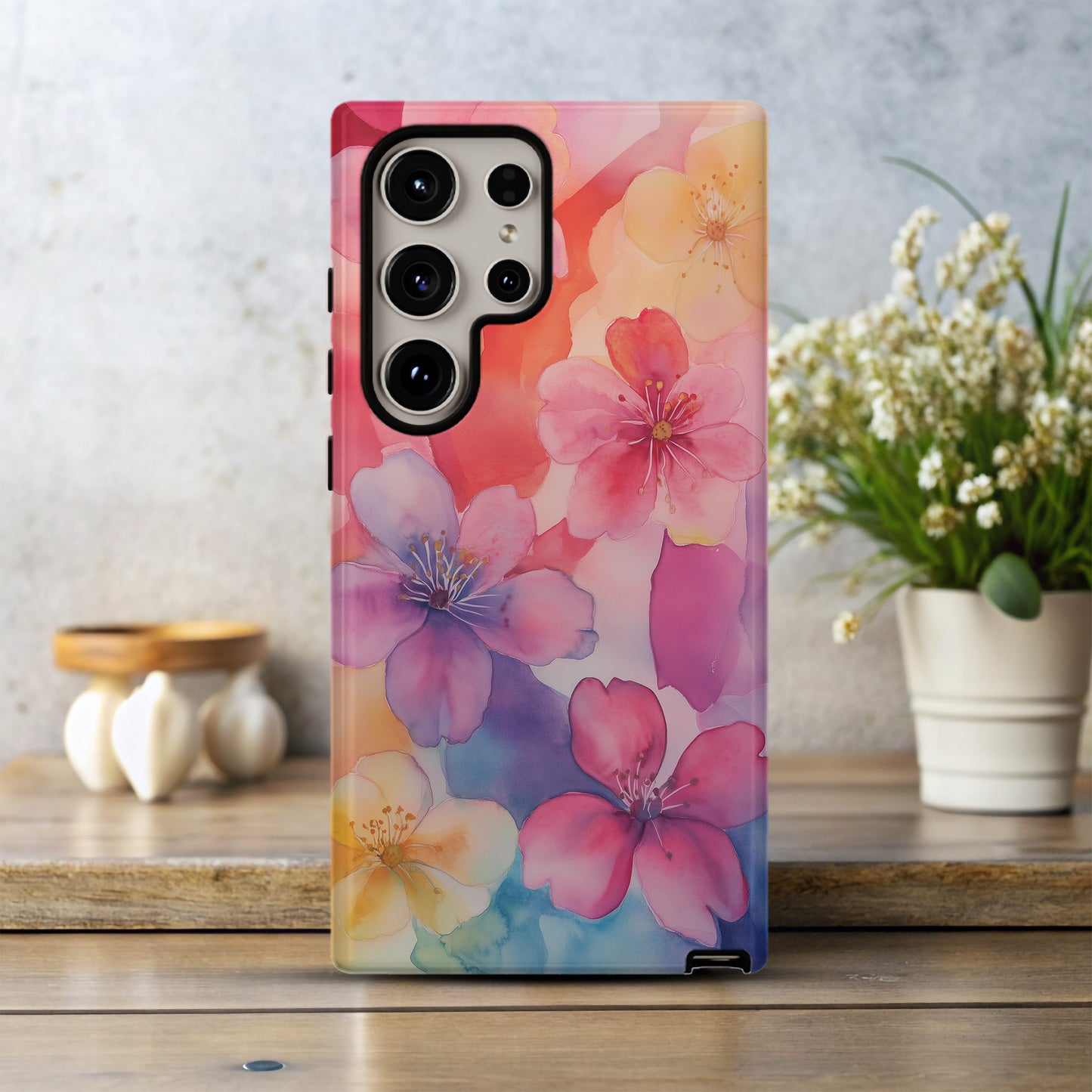 Dreamy Watercolor Blossom Phone Case – Soft Sakura Radiance