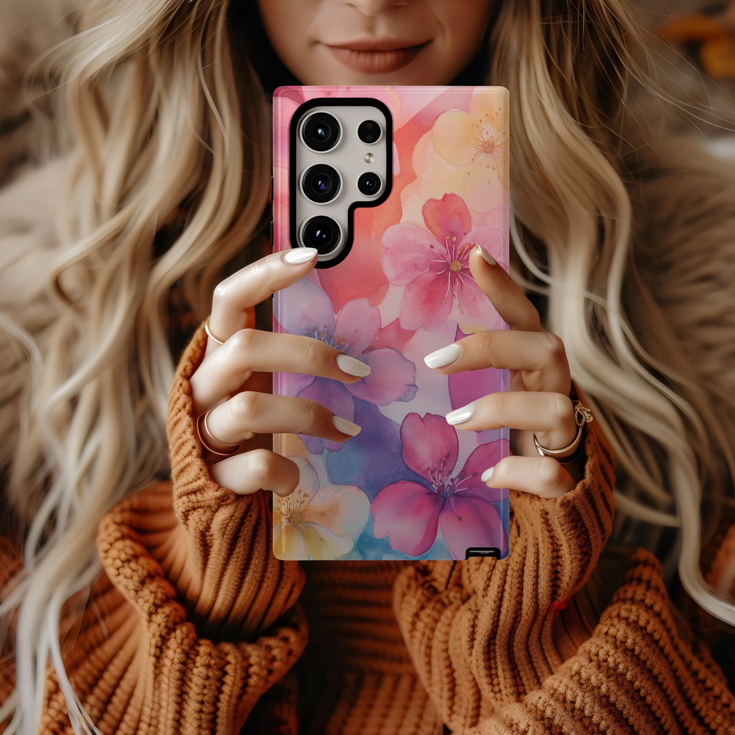 Dreamy Watercolor Blossom Phone Case – Soft Sakura Radiance