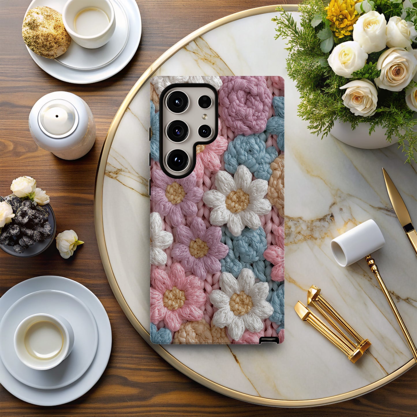 Cozy Crochet Blossom Phone Case – Soft Yarn Flower Garden