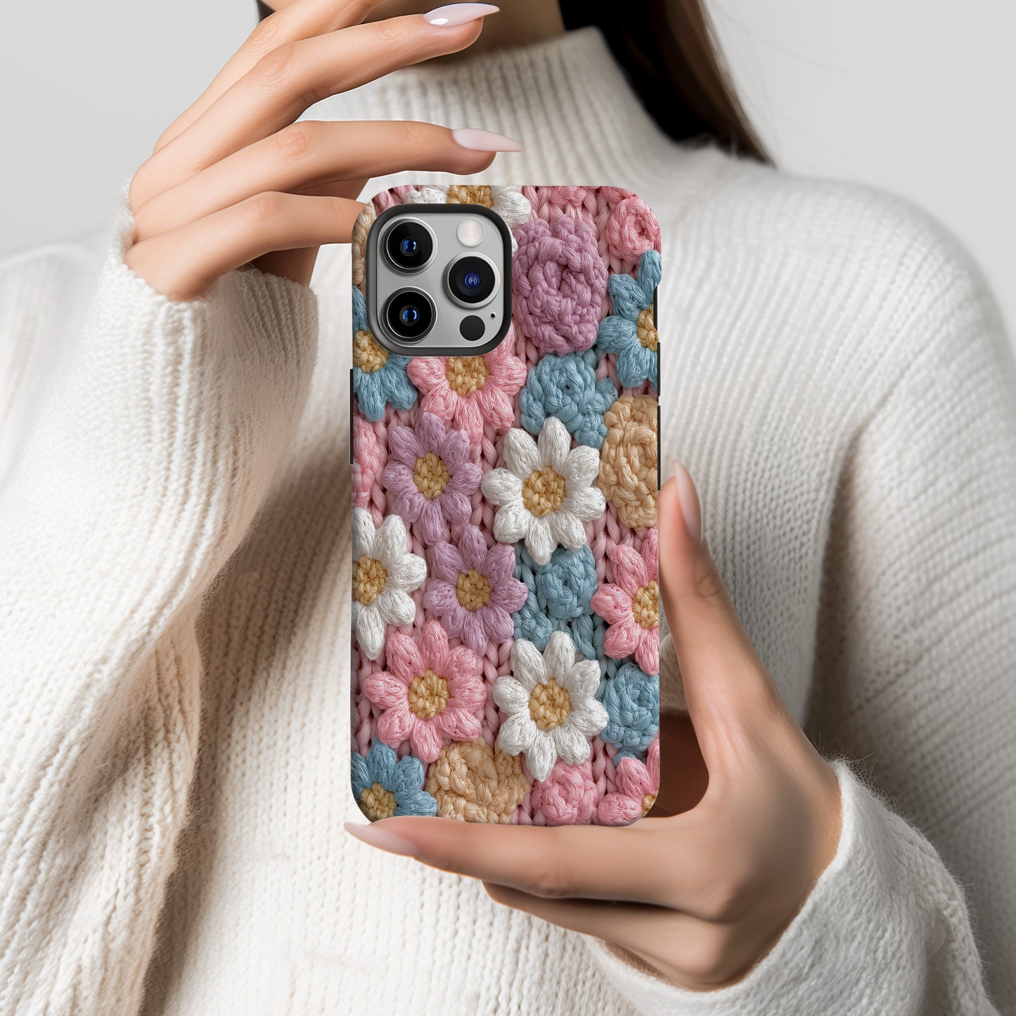 Cozy Crochet Blossom Phone Case – Soft Yarn Flower Garden