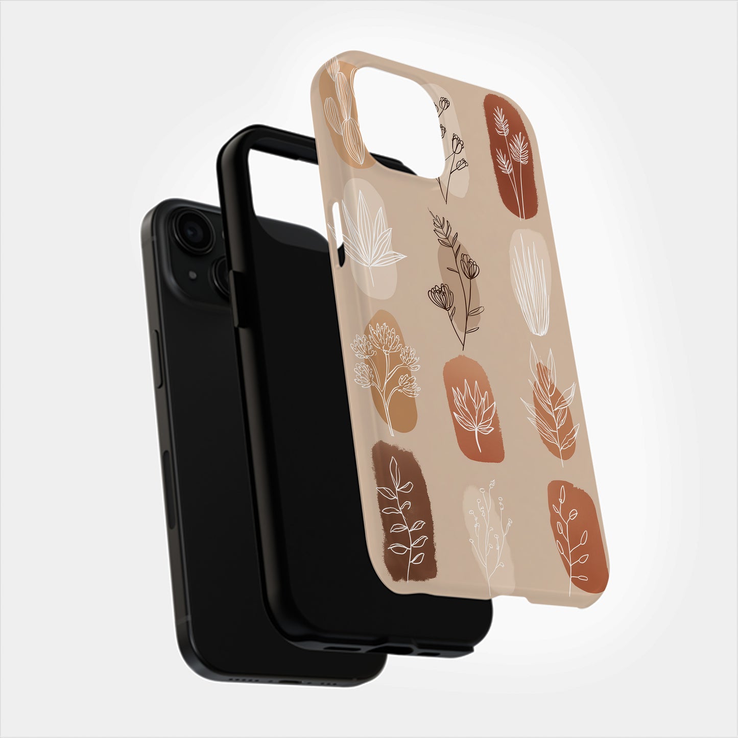 Terracotta Botanical Silhouette Phone Case – Earthy Modern Boho Vibes