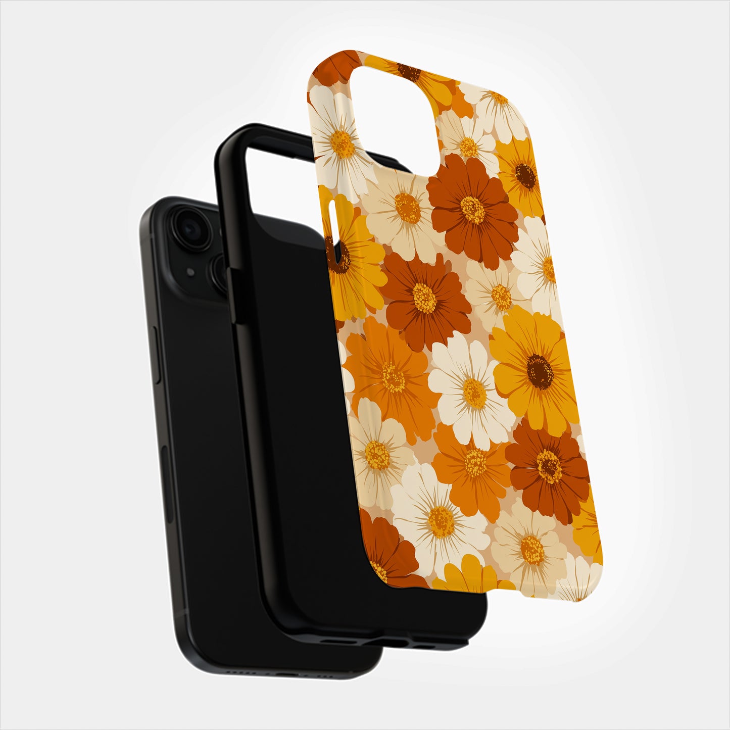 Retro Daisy Bloom Phone Case – 70s-Inspired Mustard & Burnt Orange Floral Vibes