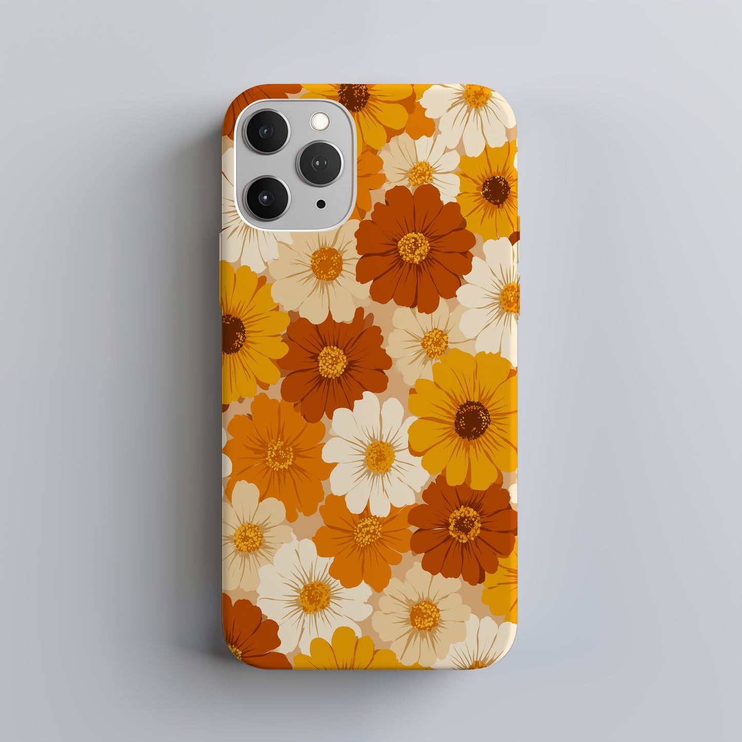 Retro Daisy Bloom Phone Case – 70s-Inspired Mustard & Burnt Orange Floral Vibes