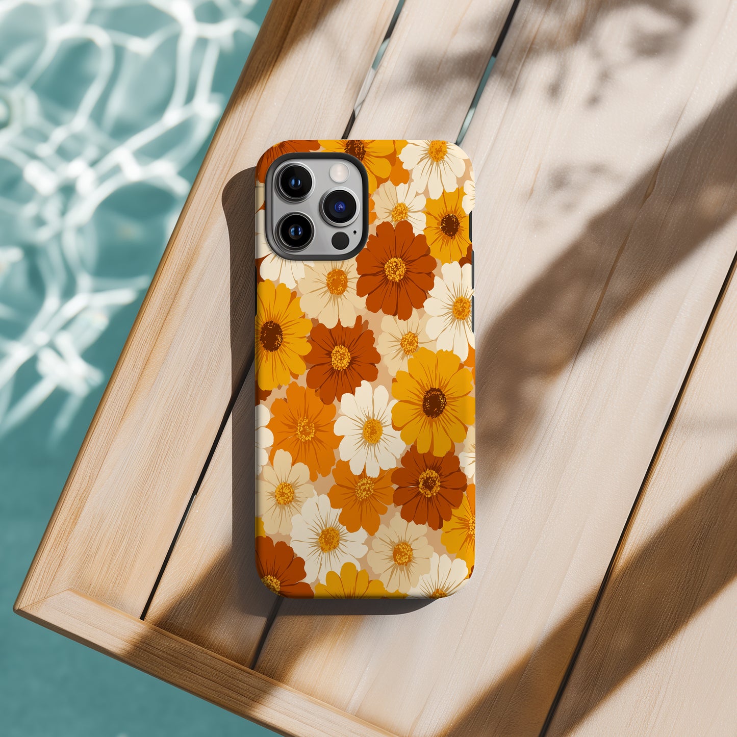 Retro Daisy Bloom Phone Case – 70s-Inspired Mustard & Burnt Orange Floral Vibes