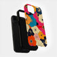Psychedelic Bloom Phone Case – Bold Retro 70s Floral in Hot Pink, Teal & Tangerine