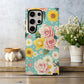 Vintage Blossom Pop Phone Case – Retro Florals with Polka Dot Whimsy