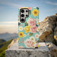 Vintage Blossom Pop Phone Case – Retro Florals with Polka Dot Whimsy