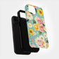 Vintage Blossom Pop Phone Case – Retro Florals with Polka Dot Whimsy