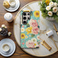 Vintage Blossom Pop Phone Case – Retro Florals with Polka Dot Whimsy